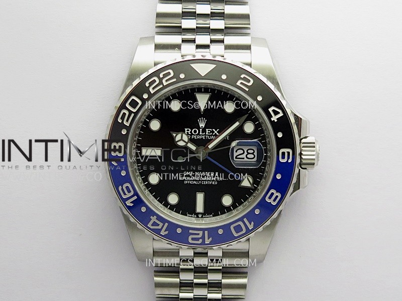 GMT-Master II 126710 BLNR Black/Blue 904L SS Gold Factory 1:1 Best Edition Black Dial On Jubilee Bracelet SH3285 CHS