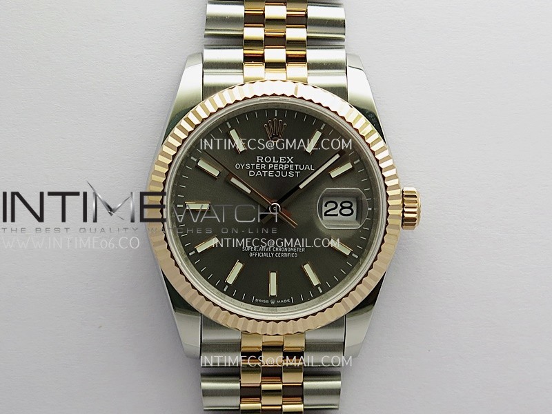 DateJust 36mm 126231 SS/RG V2 QF 1:1 Best Edition Gray Dial Stick Marker On SS/RG Jubilee Bracelet SH3235