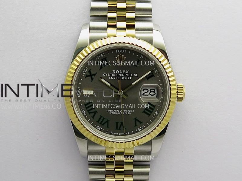 DateJust 36mm 126233 SS/YG V2 QF 1:1 Best Edition Gray Dial Roman Marker On SS/YG Jubilee Bracelet SH3235