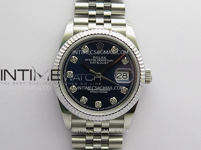 DateJust 36mm 126234 904 SS V2 QF 1:1 Best Edition Blue Dial Diamond Marker On Jubilee Bracelet SH3235