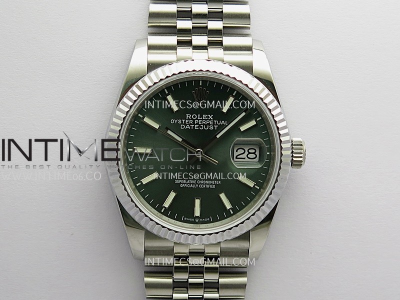 DateJust 36mm 126234 904 SS V2 QF 1:1 Best Edition Green Dial Stick Marker On Jubilee Bracelet SH3235