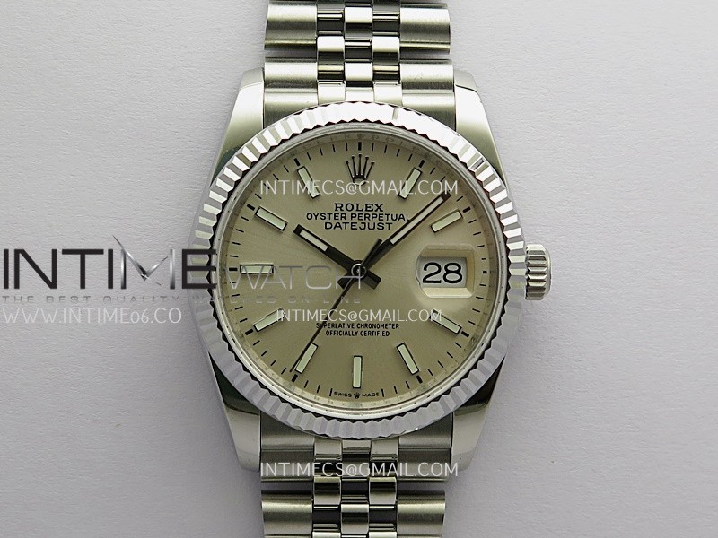 DateJust 36mm 126234 904 SS V2 QF 1:1 Best Edition Silver Dial Stick Marker On Jubilee Bracelet SH3235