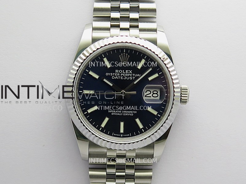 DateJust 36mm 126234 904 SS V2 QF 1:1 Best Edition Blue Dial Stick Marker On Jubilee Bracelet SH3235