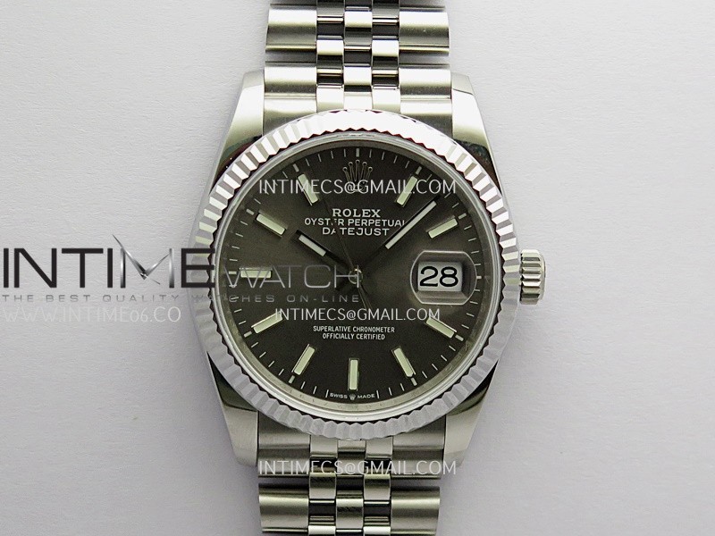 DateJust 36mm 126234 904 SS V2 QF 1:1 Best Edition Gray Dial Stick Marker On Jubilee Bracelet SH3235