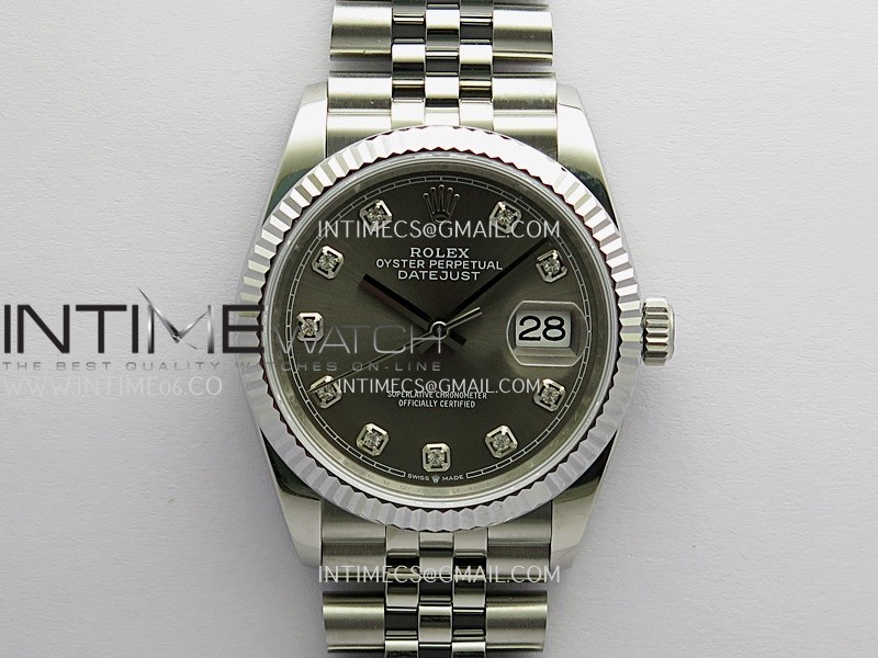 DateJust 36mm 126234 904 SS V2 QF 1:1 Best Edition Gray Dial Diamond Marker On Jubilee Bracelet SH3235
