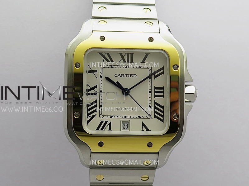 Santos de Cartier 40mm SS/YG GF V2 1:1 Best Edition White Dial On SS Bracelet 9015