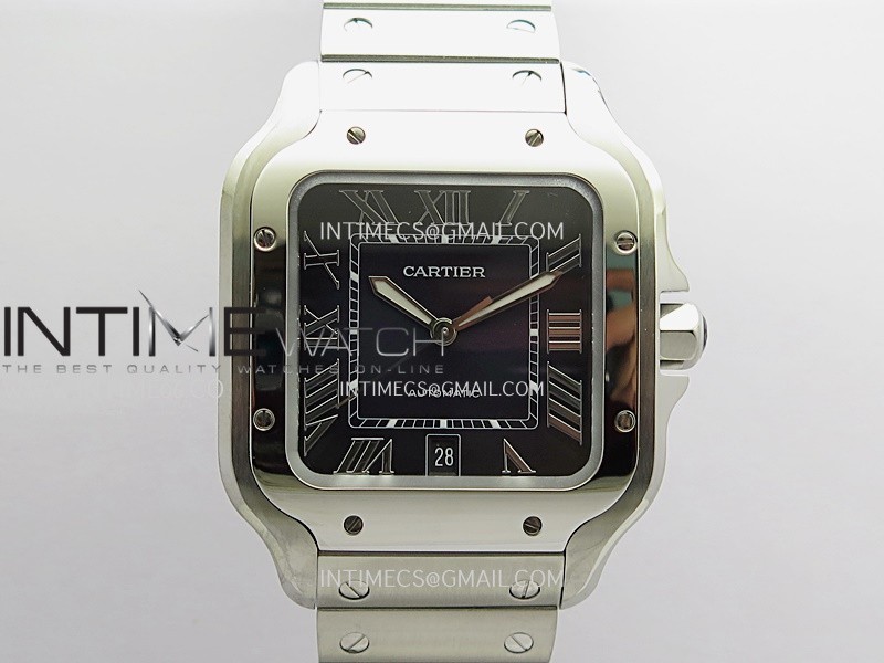 Santos de Cartier 40mm SS GF V2 1:1 Best Edition Blue Dial On SS SmartLinks Bracelet 9015