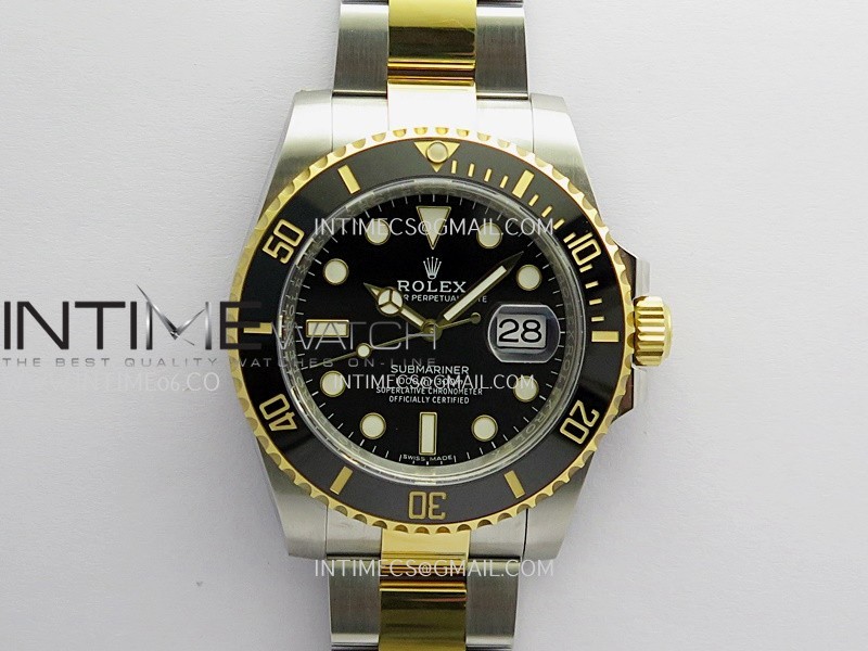 Submariner 116613LN 904L SS/YG VF 1:1 Best Edition Black Dial On 904L SS/YG Bracelet DD3135