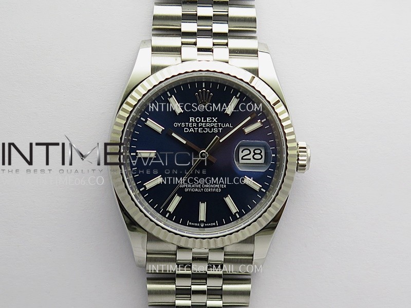 DateJust 36mm 126234 904L SS VF 1:1 Best Edition Blue Dial Stick Markers On Jubilee Bracelet DD3235