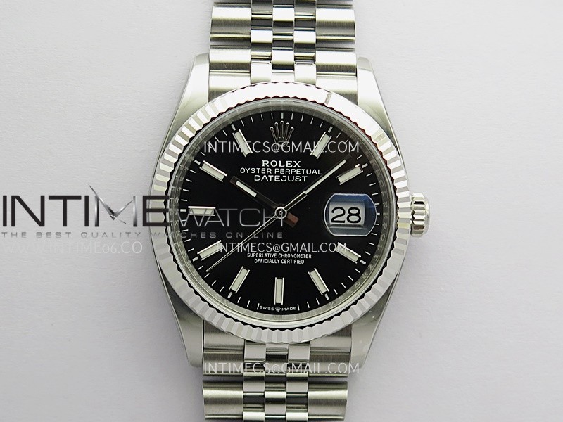 DateJust 36mm 126234 904L SS VF 1:1 Best Edition Black Dial Stick Markers On Jubilee Bracelet DD3235