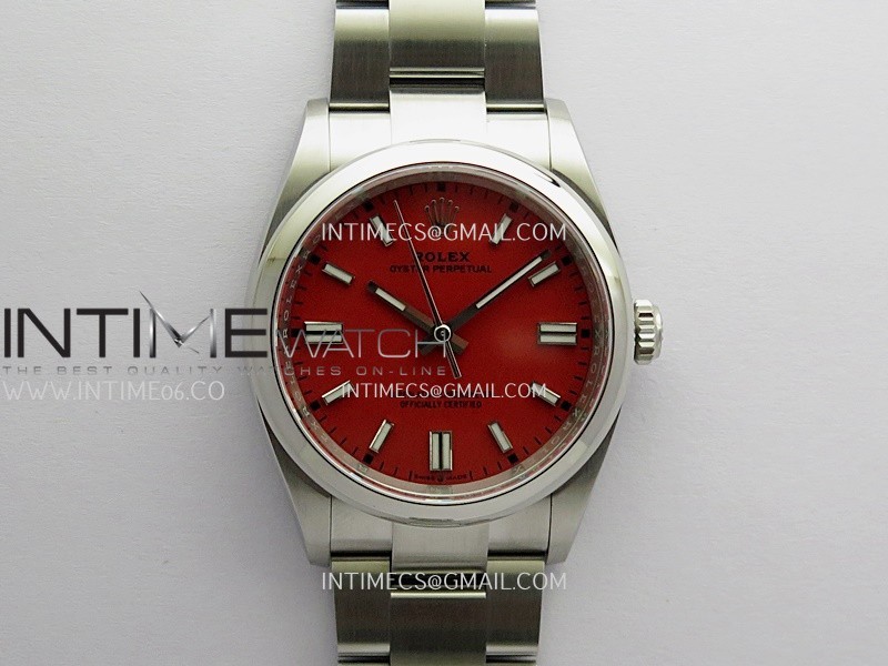 Oyster Perpetual 126000 36mm 904L SS VF 1:1 Best Edition Red Dial On 904L SS Bracelet DD3230