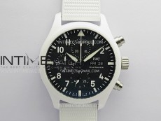 Pilot Chrono IW389105 White Ceramic APSF 1:1 Best Edition Black Dial On White Rubber Strap Super Clone A69385