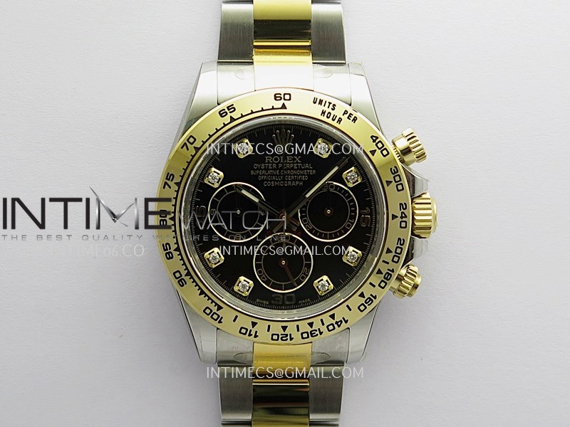 Daytona 116503 904L SS/YG VF 1:1 Best Edition Black Dial Diamond Marker On 904L SS/YG Bracelet DD4130