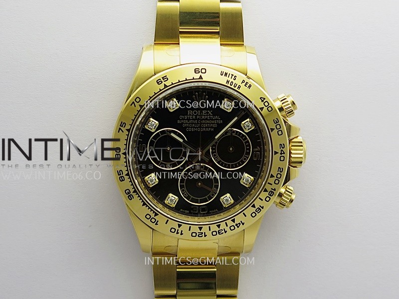 Daytona 116505 904L YG VF 1:1 Best Edition Black Dial Diamond Marker On 904L YG Bracelet DD4130