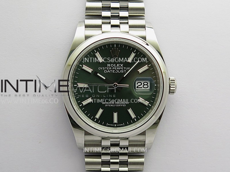 DateJust 126200 904L SS V2 VSF 1:1 Best Edition Green Dial Stick Marker On Jubilee Bracelet DD3235