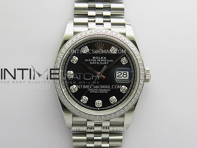 DateJust 126284 Diamond Bezel 904L SS V2 VSF 1:1 Best Edition Black Dial Diamond Marker On Jubilee Bracelet DD3235
