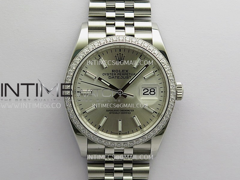 DateJust 126284 Diamond Bezel 904L SS V2 VSF 1:1 Best Edition Silver Dial Stick Marker On Jubilee Bracelet DD3235
