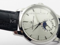 GP moonphase SS Sliver Dial on Black Leather Strap On Cal.GP033MO