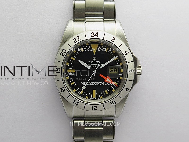 Vintage Explorer II 1655 Orange GMT Hand SS BP Black Dial On SS Bracelet A2836