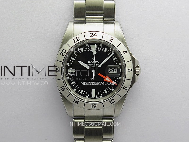 Vintage Explorer II 1655 White GMT Hand SS BP Black Dial On SS Bracelet A2836