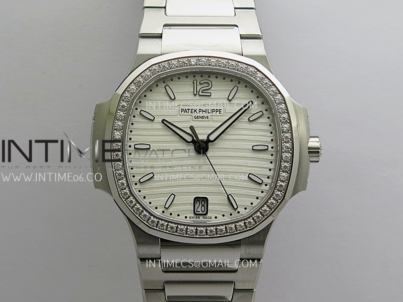 Nautilus 7118 Ladies Diamond Bezel SS DDF 1:1 Best Edition Silver Dial On SS Bracelet Super Clone DD26-330