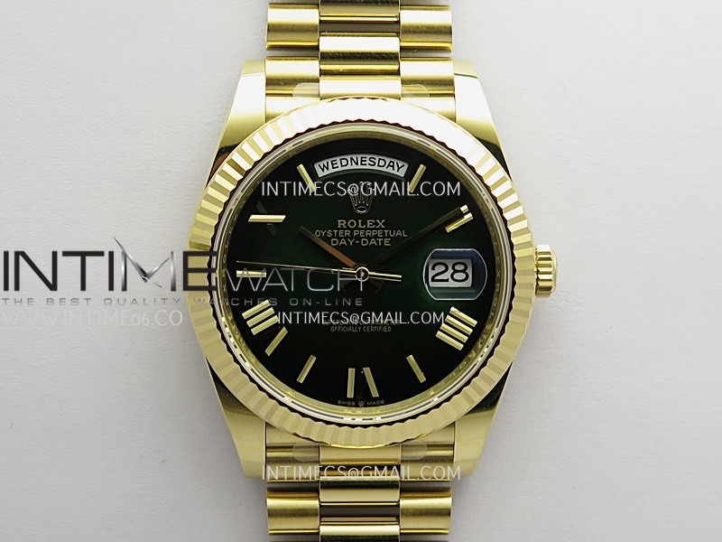 Day Date 228238 Gain Weight 40mm 904L YG VSF 1:1 V2 Best Edition Green Ombre Dial Roman Marker On YG President Bracelet DD3255