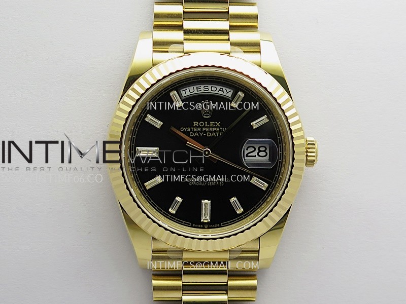 Day Date 228238 Gain Weight 40mm 904L YG VSF 1:1 V2 Best Edition Black Dial T Diamond Marker On YG President Bracelet DD3255