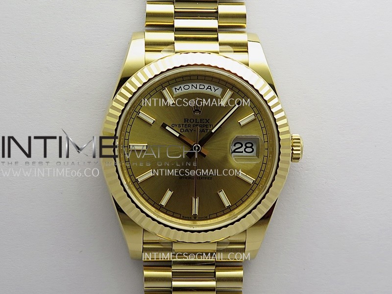 Day Date 228238 Gain Weight 40mm 904L YG VSF 1:1 V2 Best Edition Gold Dial Stick Marker On YG President Bracelet DD3255