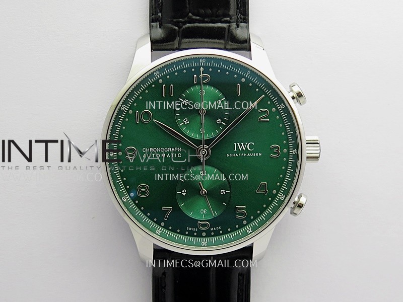 Portuguese Chrono IW371615 SS APSF 1:1 Best Edition Green Dial On Black Leather Strap Asian Super Clone 69355