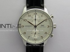 Portuguese Chrono IW371604 SS APSF 1:1 Best Edition Silver Dial RG Marker On Black Leather Strap Asian Super Clone 69355