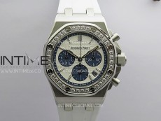 Royal Oak Offshore 37mm 26231 SS APSF 1:1 Best Edition White Dial On White Rubber Strap A2385