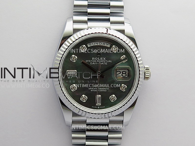 Day Date 128239 Gain Weight QF 1:1 Best Edition Gray Mop Dial Diamond Marker On President Bracelet A2836