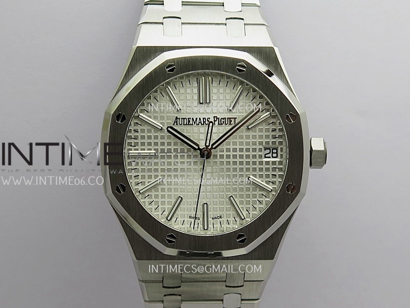Royal Oak 41mm 15510 Free Sprung SS APSF 1:1 Best Edition Silver Textured Dial On SS Bracelet Super Clone A4302