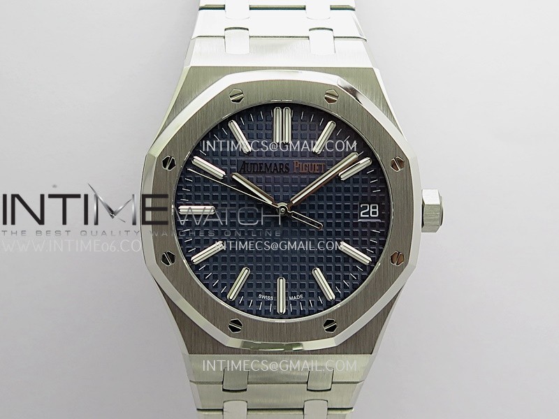 Royal Oak 41mm 15510 Free Sprung SS APSF 1:1 Best Edition Blue Textured Dial On SS Bracelet Super Clone A4302