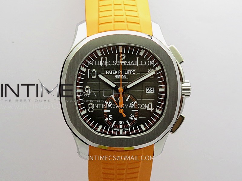 Aquanaut 5968 SS P1F Best Edition Gray Dial On Orange Rubber Strap A520 (Free Black Rubber Strap)