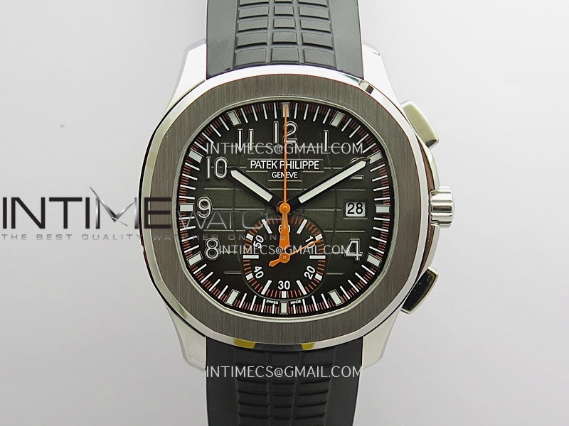 Aquanaut 5968 SS P1F Best Edition Gray Dial On Black Rubber Strap A520 (Free Orange Rubber Strap)