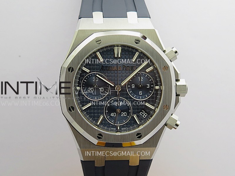 Royal Oak Chrono 26240 50th SS V2 DDF 1:1 Best Edition Blue Dial On Blue Rubber Strap Super Clone DD4401