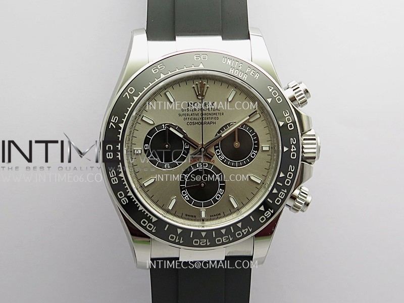 Daytona 126519 904L SS  VF 1:1 Best Edition SS Silver Dial On Black Oysterflex Rubber Strap DD4131