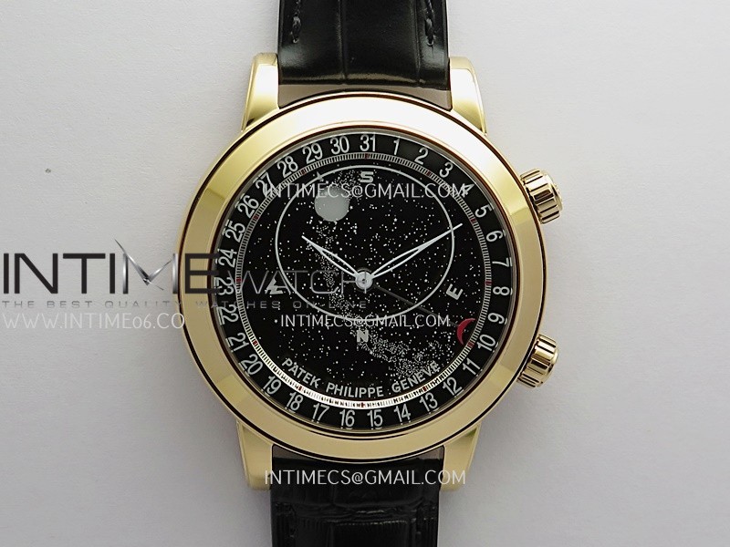 Grand Complications 6102P RG PPF 1:1 Best Edition Black Dial On Black Leather Strap Super Clone Asian 240