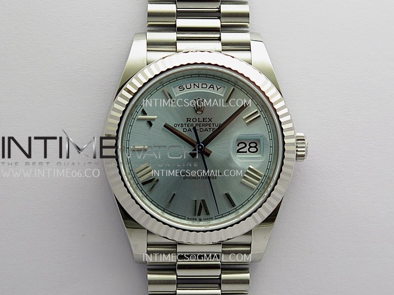 Day Date 228239 40mm Gain Weight V2 VSF 1:1 Best Edition Ice Blue Dial Roman Markers On President Bracelet DD3255