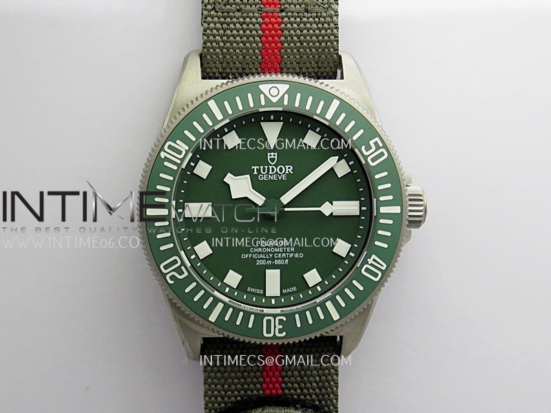 Pelagos FXD Green Ceramic Bezel Ti B12 1:1 V4 Best Edition Green Dial On Green Nylon Strap