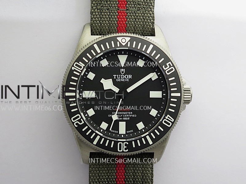 Pelagos FXD Black Ceramic Bezel Ti B12 1:1 V4 Best Edition Black Dial On Green Nylon Strap