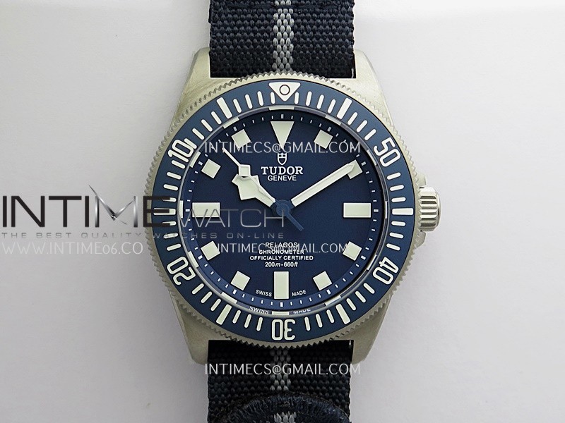 Pelagos FXD Blue Ceramic Bezel Ti B12 1:1 V4 Best Edition Blue Dial On Blue Nylon Strap