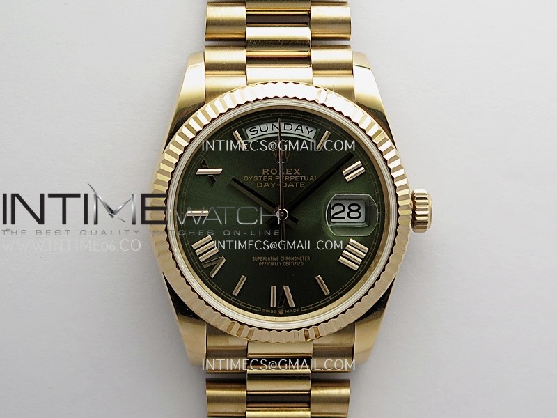 Day Date 128235 RG BP 1:1 Best Edition Green Dial Roman Marker On President Bracelet SA3255