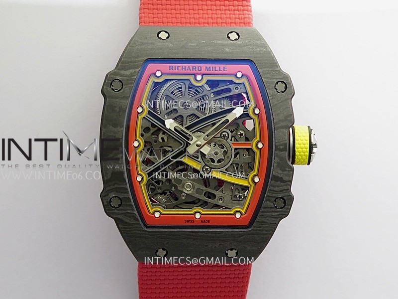 RM67-02 Alexander Black NTPT Umi Office 1:1 Beat Edition Black/Red/Yellow Skeleton Dial On Red Nylon Strap CRMA7 Clone V2