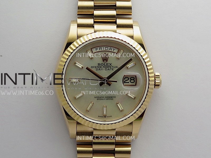 Day Date 128235 RG Gain Weight KF 1:1 White MOP Dial T Diamond Marker On President Bracelet A2836