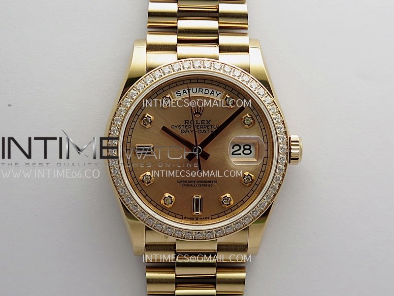 Day Date 128345 RG Gain Weight KF 1:1 RG Dial Diamond Marker On President Bracelet A2836