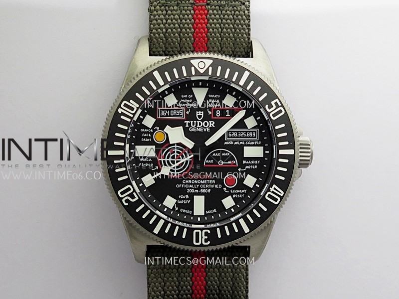 Pelagos FXD Black Ceramic Bezel Ti B12 1:1  Best Edition Black Designed Dial On Green Nylon Strap