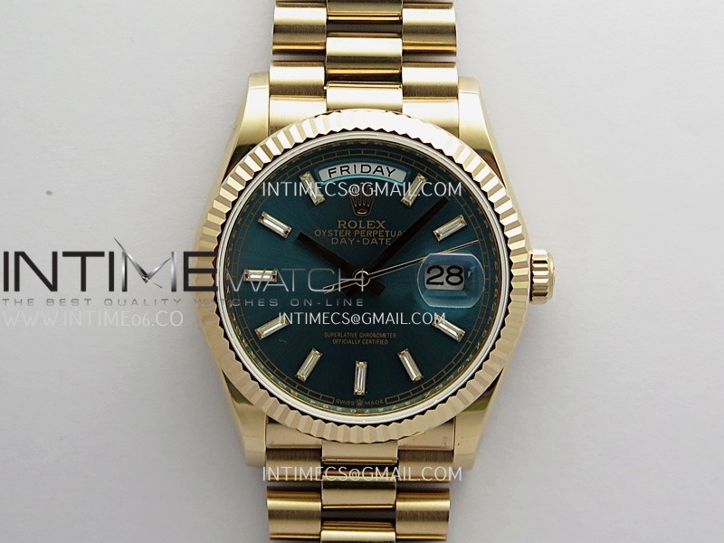 Day Date 128345 RG Gain Weight KF 1:1 Blue Dial T Diamond Marker On President Bracelet A2836