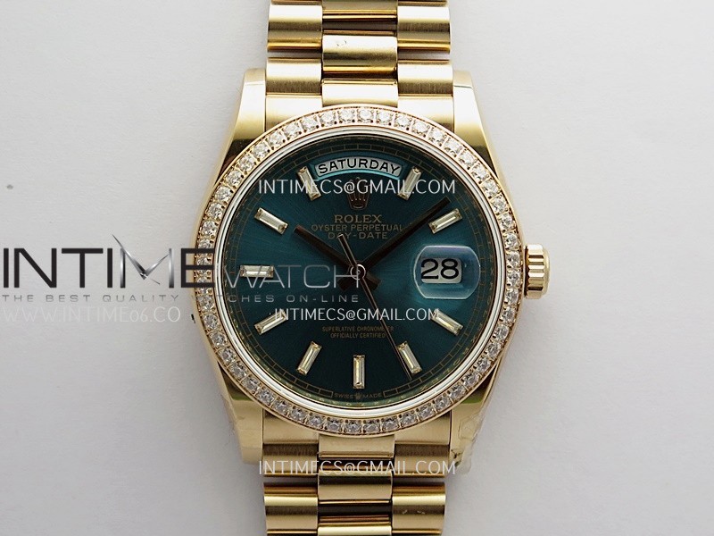 Day Date 128345 RG Gain Weight KF 1:1 Blue Dial T Diamond Marker On President Bracelet A2836